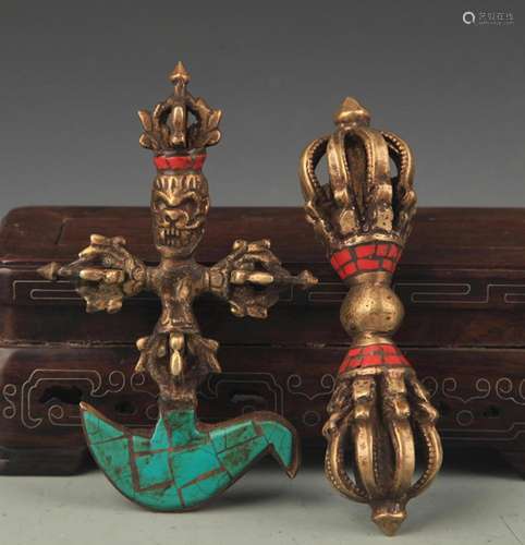 TIBETAN BUDDHISM INSTRUMENTS VAJAR AND PHURBA