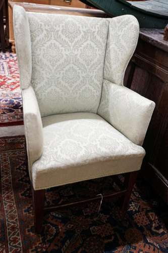 A George III oak childs upholstered wing armchair, width 52c...
