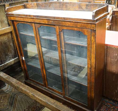 A Victorian mahogany sliding door glazed bookcase, length 13...