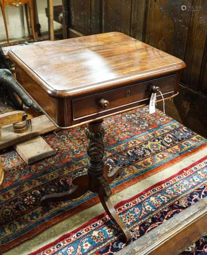 A Victorian square mahogany side table fitted single drawer,...