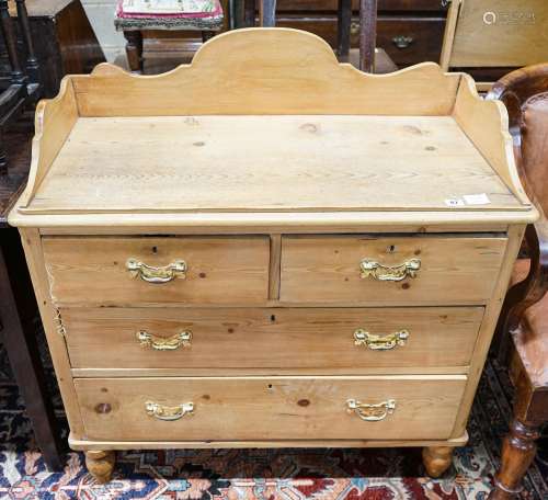 A Victorian pine chest, with three quarter gallery, four dra...