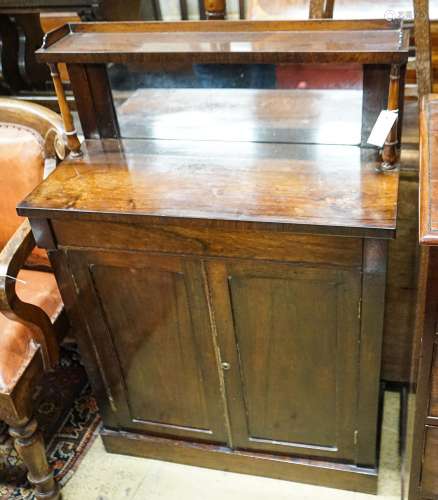A small Victorian rosewood chiffonier with raised mirror bac...