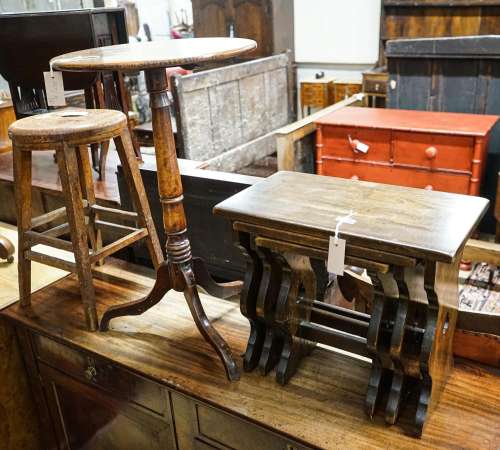 A 19th century circular mahogany tripod wine table, diameter...