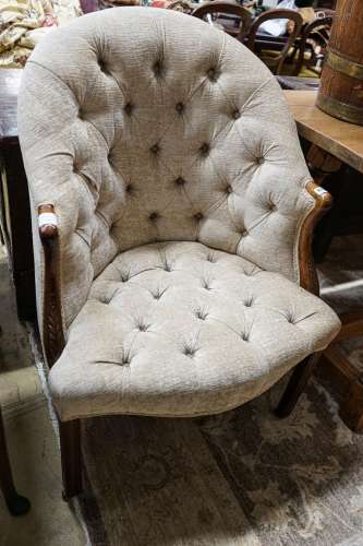 A George III Hepplewhite style mahogany tub chair, with late...