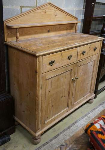 An early Victorian pine chiffonier, fitted two drawers and p...