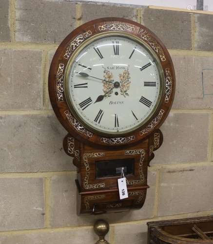 A Regency mother opearl inlaid drop dial wall clock marked S...