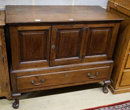 A mid 18th century oak mule chest, with later converted cent...