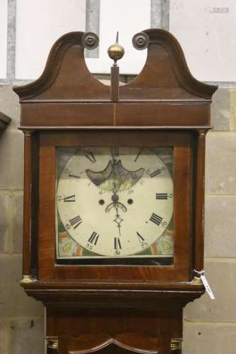 An early 19th century mahogany banded oak cased eight day lo...