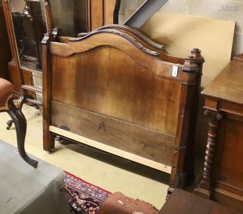 A 19th century French part ebonised walnut double bed frame,...