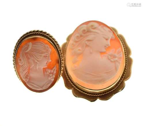 9ct gold cameo brooch and ring