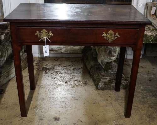 A George III rectangular mahogany side table, width 86cm, de...