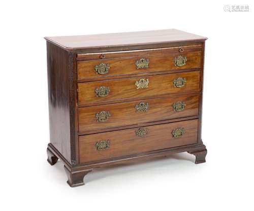 A George III mahogany four drawer chest of drawers with brus...