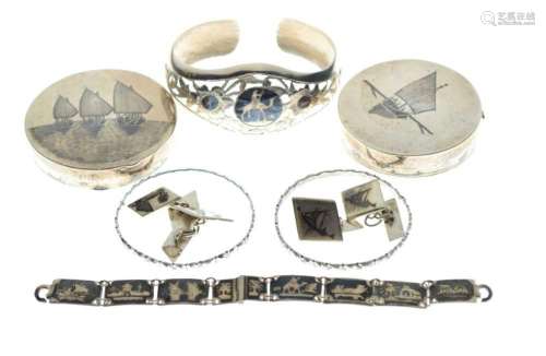 Assorted Egyptian white metal jewellery