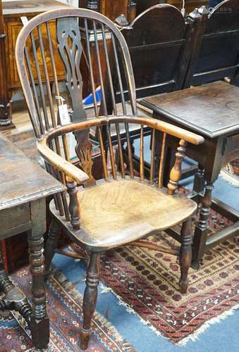 A 19th century Midlands area yew and elm Windsor armchair wi...