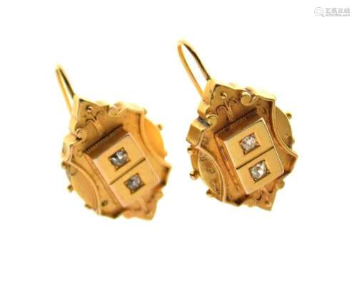 Pair of Victorian diamond set earrings
