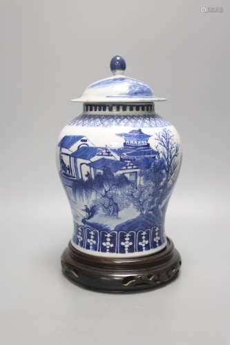 A late 19th / early 20th century Chinese blue and white land...
