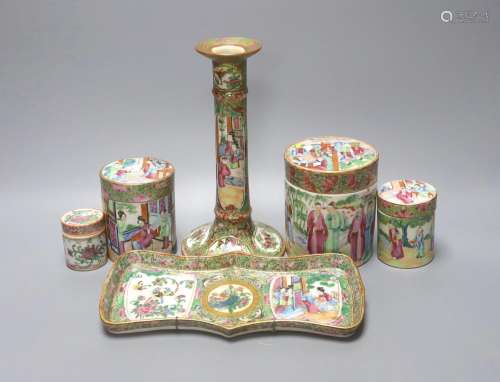 A Chinese Canton famille rose nest of boxes and covers, a si...