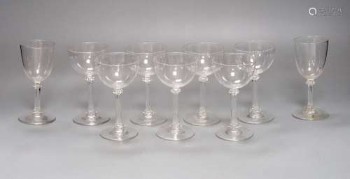 A group of faceted hollow stem glasses 13cm