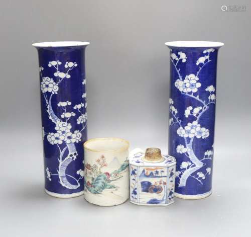 An 18th century Chinese famille rose mug, a Chinese Imari te...