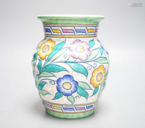 A Charlotte Rhead vase, painted with flowers in polychrome e...
