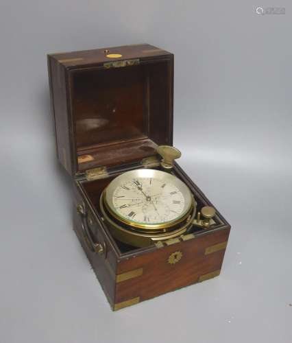 A Victorian mahogany and brass mounted marine chronometer, J...