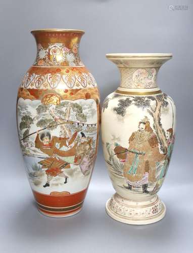 A large Japanese Kutani porcelain vase and a large Japanese ...