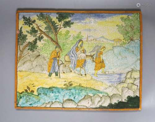 A 19th century Italian maiolica plaque decorated with the Re...