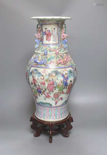 A large Chinese famille rose two handled vase, late 19th cen...