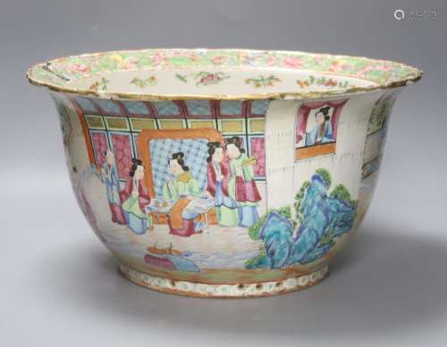 A Large Chinese famille rose flower pot, mid 19th century,38...
