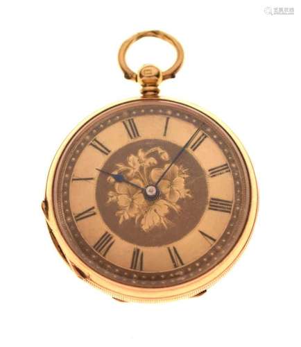 18K yellow metal open face fob watch