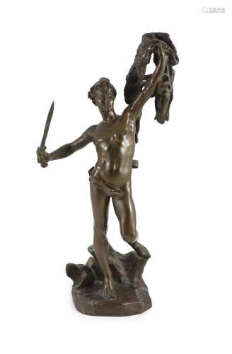After Alfred Desire Lanson (1851-1898). A bronze figure of J...