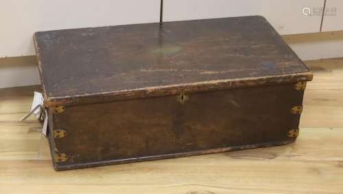A 19th century brass bound mahogany rectangular box, insert ...