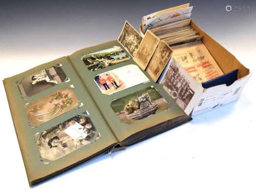 Postcard album, together with a box loose postcards all of v...