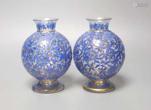 A pair of Bohemian Persian style enamelled glass vases, poss...