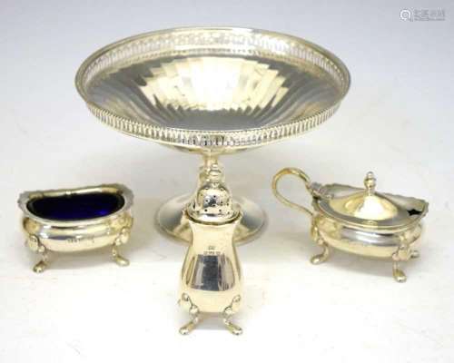 George V silver pedestal dish together with an Elizabeth II ...