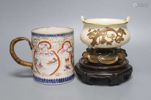 A Royal Worcester chinoiserie incense burner and integral st...