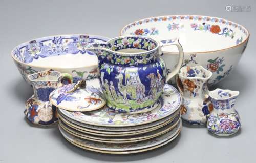 A group of 19th century ironstone ceramics to include Masons...