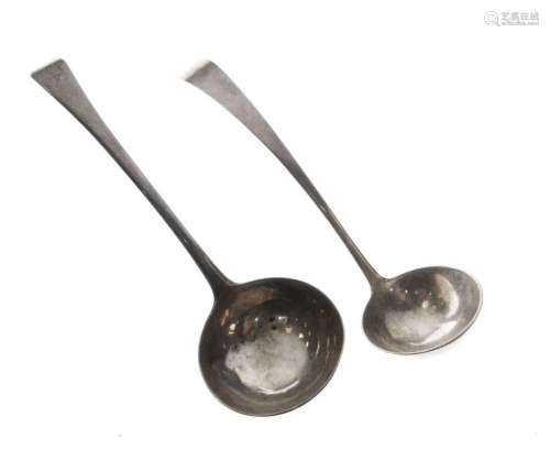 George III silver sauce ladle together with a Scottish silve...