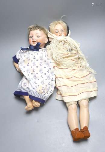 Two German bisque head dolls - AM 370 2 1/2, 57.5cm and JDK ...