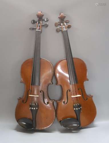An early 20th century French vioilin, cased with bow and a c...