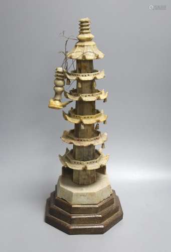 A Chinese soapstone model of a pagoda, early 20th century, 4...