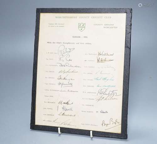 1950s cricket signatures for Australian and England Ashes te...