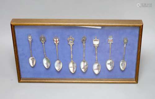 A collection of sixty four 800 standard silver (many gilt) a...