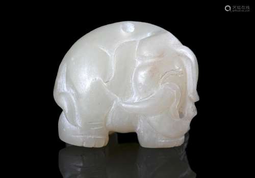A WHITE JADE ‘ELEPHANT’ TOGGLE China, 20th century Naturalis...