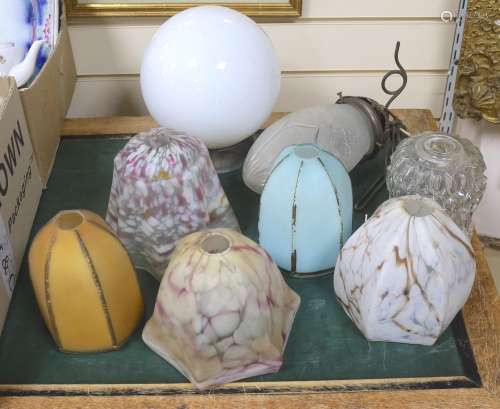 A group of late Victorian to 1930s glass light shades