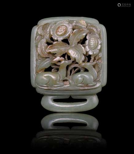 A LIAO STYLE ‘AUTUMN FOREST / QIUSHAN YUAN' CELADON JAD...