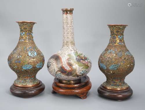 A Chinese cloisonne enamel ‘dragon’ bottle vase, early 20th ...