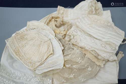A collection of 19th century babywear, lace and cutwork bonn...