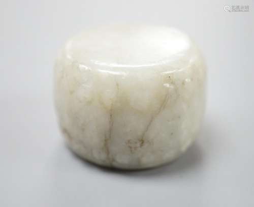 A Chinese jadeite model of a drum, 3 cm diameter