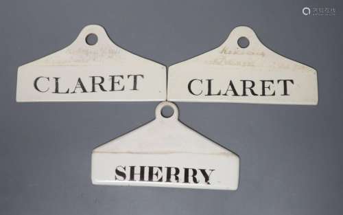 Two early 19th century Wedgewood creamware bin labels ‘clare...